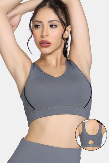 Buy Zelocity  Medium Impact Quick Dry Sports Bra - Steel Grey